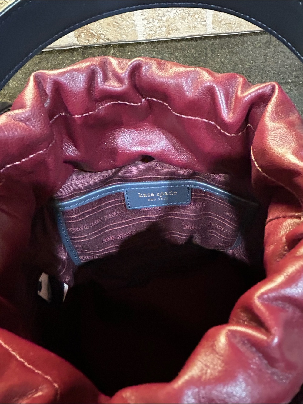 Kate Spade Multicolor Circle Appliqué Bucket Bag - Burgundy - Picture 8 of 15